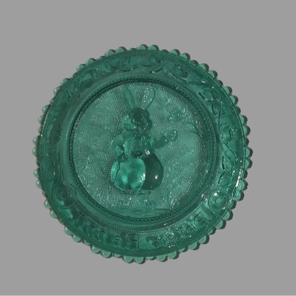 Vintage PAIRPOINT Glass Cup Plate #8 Peter Rabbit, Green Briar Green - Picture 7 of 8